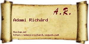 Adami Richárd névjegykártya